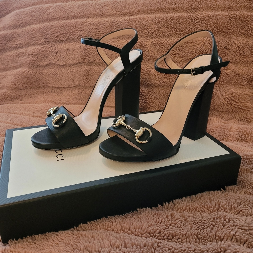 Authentic Gucci horsebit high heel sandals